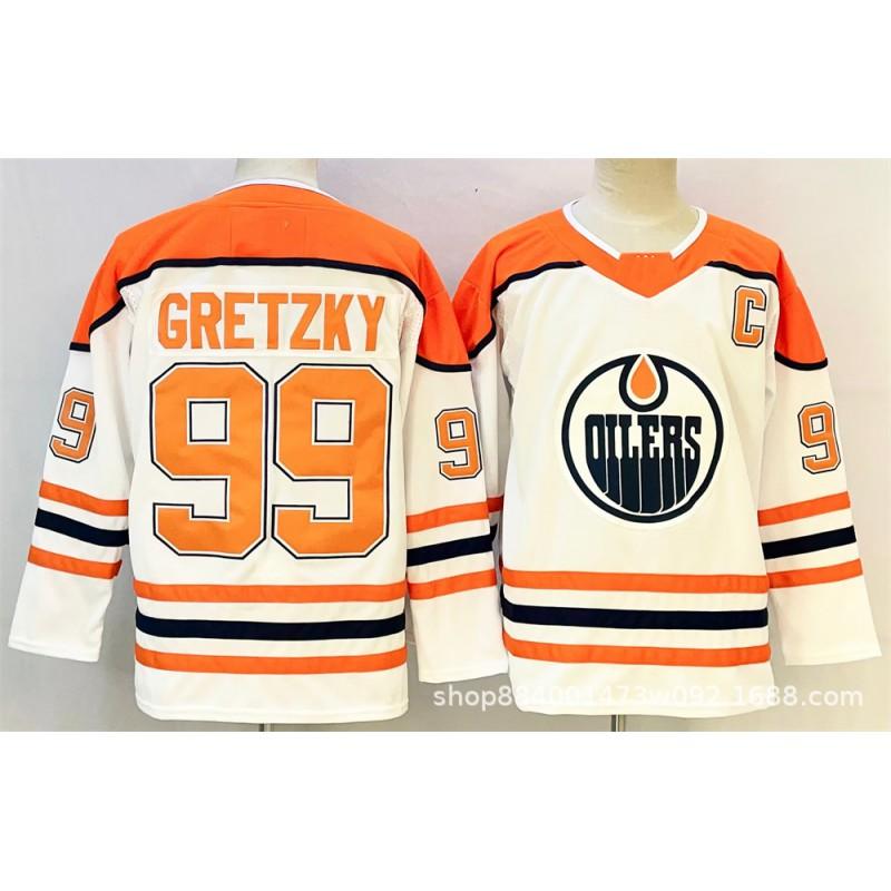 Mens Retro Ice Hockey Jersey Custom Embroidered 97 99 McDavid Gretzky Style Cotton Blend Training Shirt
