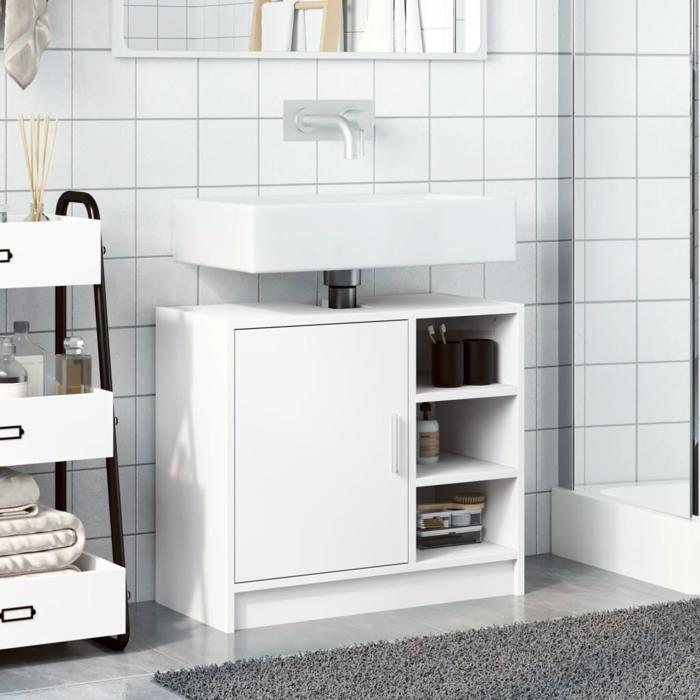 VidaXL White Vanity Cabinet 63x29x55 Cm Engineered Wood, Bathroom Cabinet, Bathroom Storage Cabinet, 848129