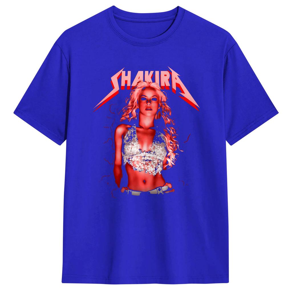 Shakiras Konzertposter T-Shirt Sommer Harajuku T-Shirts Baumwolle Atmungsaktiv Große Größen Oberteile Kurzärmelig Street Style T-Shirt