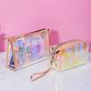 Borsa Trasparente Impermeabile in PVC per Cosmetici, Necessaire, Organizer per Trucco, Colore Laser, Cerniera, Lavabile, Beauty Case