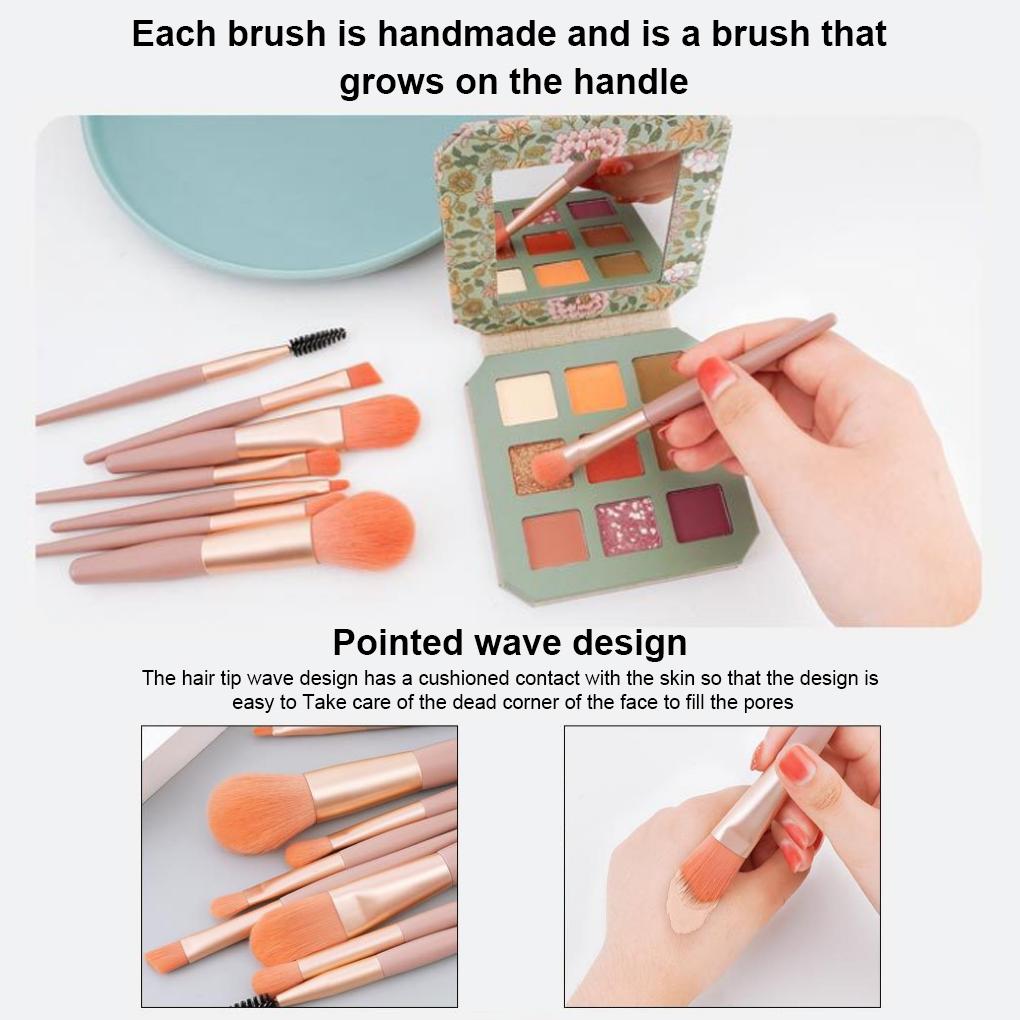 8 Pieces Makeup Brushes with Plastic Handle Waterproof Powder Foundation Make Up Eye Shadow Kit Brush Cosmetics Travel