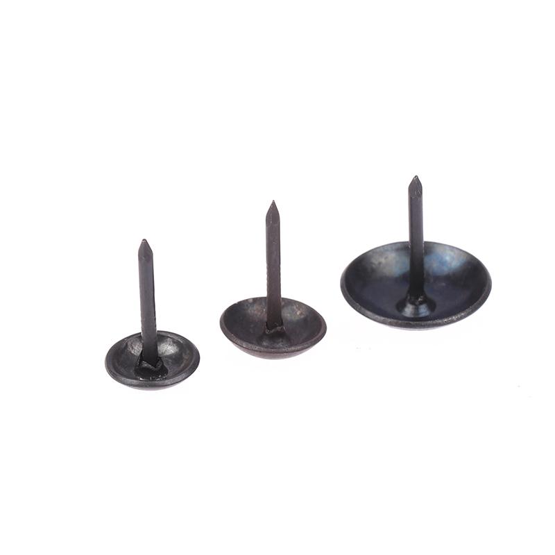 100Pcs Black Round Head Metal Pushpins Upholstery Nails Vintage Tacks Stud Decor