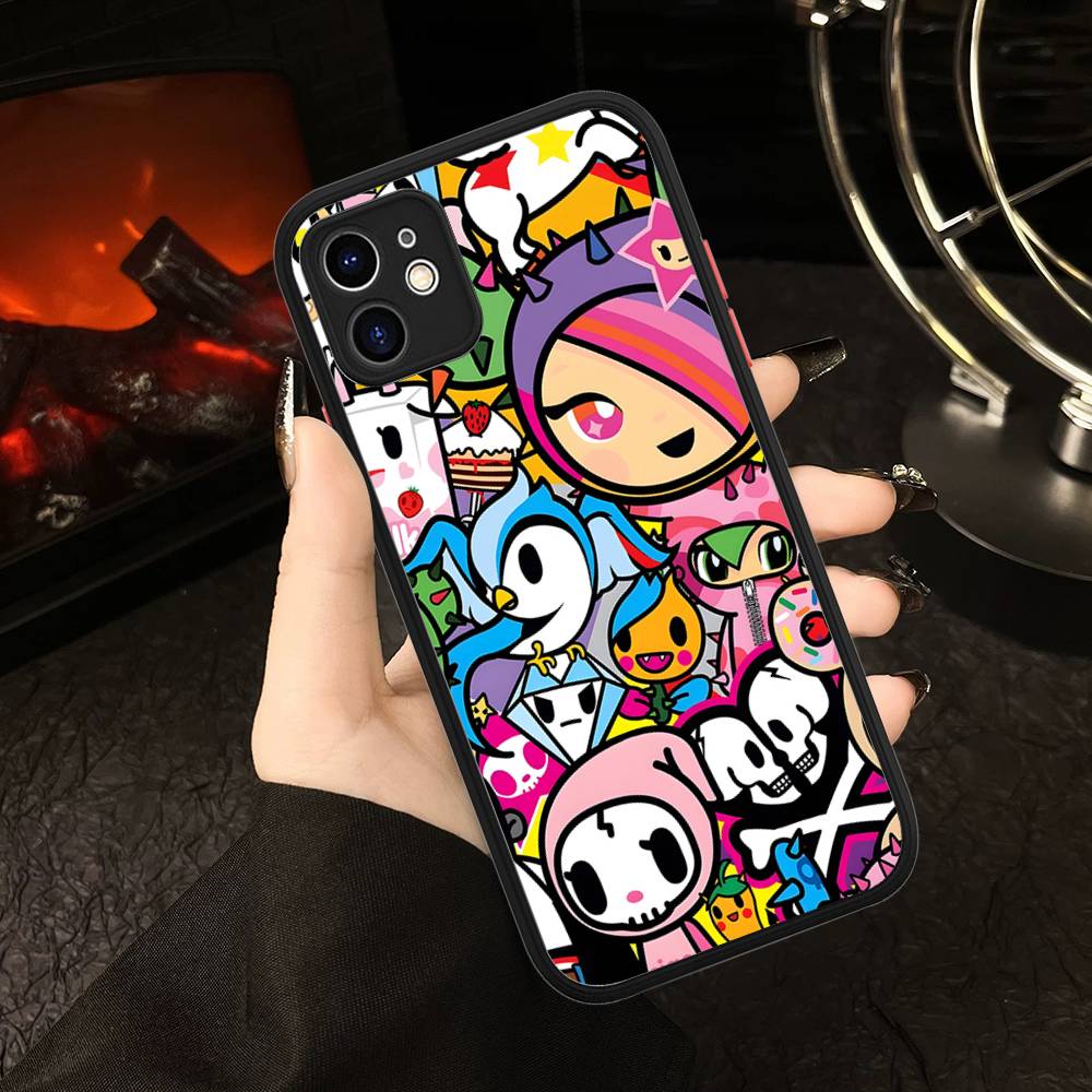 Character T-tokidoki For IPhone 16 15 14 13 12 11 Pro Max X XS MAX Plus Translucent Black Phone Cover
