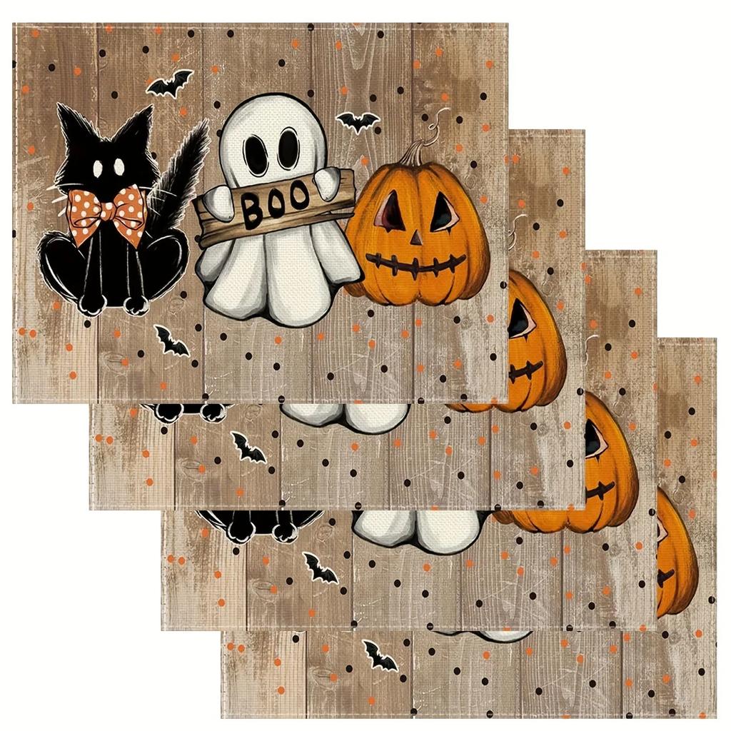 1 PC Halloween Themed Placemats Rectangular Table Mats for Home & Party Decor Machine Washable Rectangle Table Mats