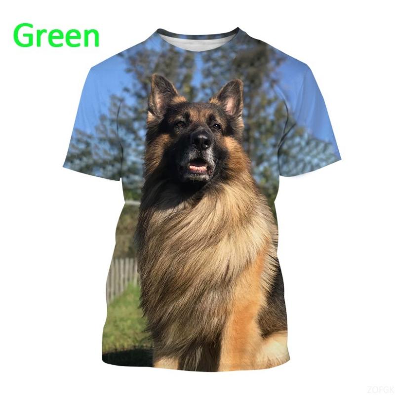 Unisex Fun Dog 3D Printed Cute T-shirt Summer German Shepherd Pattern Round Neck Short Sleeve Top