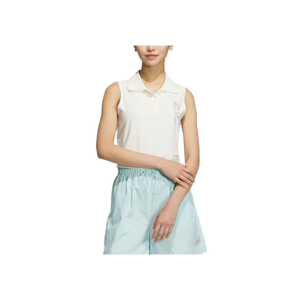 Adidas Printed Casual Pullover Vest With Collar Women Tops Han-Jade-White JP0722