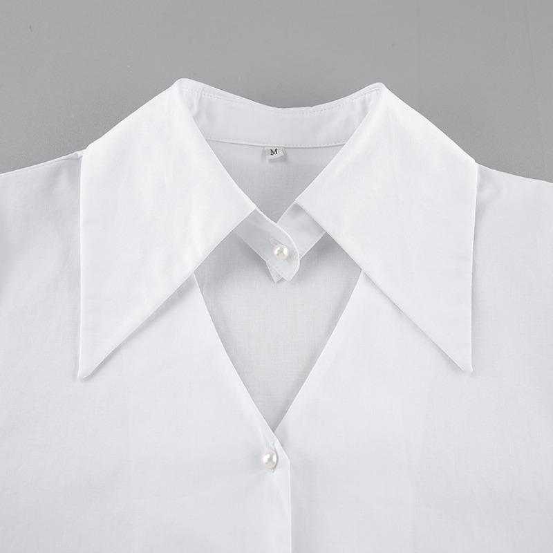 French Style Cotton Flared Sleeve Shirt For Spring Summer Commute