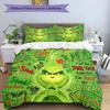 Grinch Humor Design Bed Bedding Set 1 Duvet Cover + 2 Pillowcases Soft Breathable Household Bed Linens