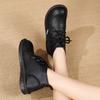 Women’s Classic Oxfords Boots Flats Black Leather Student Booties for Girl Motorcycle Ankle Boots Winter Boots