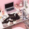 Gaming Mouse Pad Large Desk Mat Antislip Stitched Edges Oni Horn Anime Girl Print Keyboard Pad for Gamer Home Office