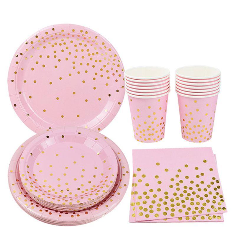 Delightful Pink And Gold Disposable Tableware To Enhance Your Party Atmosphere