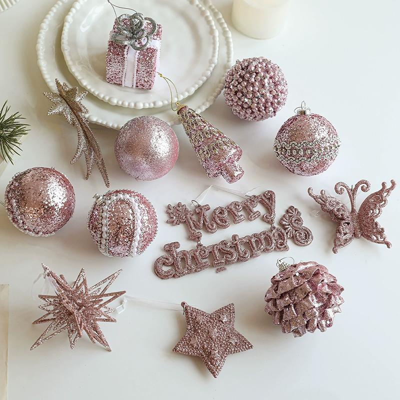 Weihnachtsbaumschmuck Glitzerkugel Rentier Schneeflocken Anhänger Weihnachtsbaumdekorationen Neujahrsparty Deko Navidad