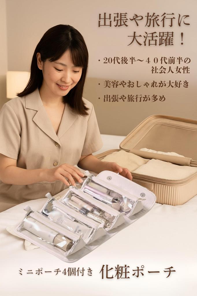 COMFYIZM Cosmetic Pouch with Detachable Mini Large for Makeup and Small Black 4-in-1 Pouch, Capacity, Items, Women's,