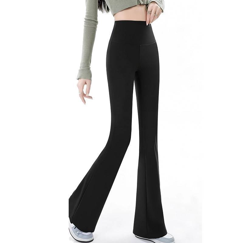 High Waist Flare Pants For Women With Polyester And Elastane For Casual Wear