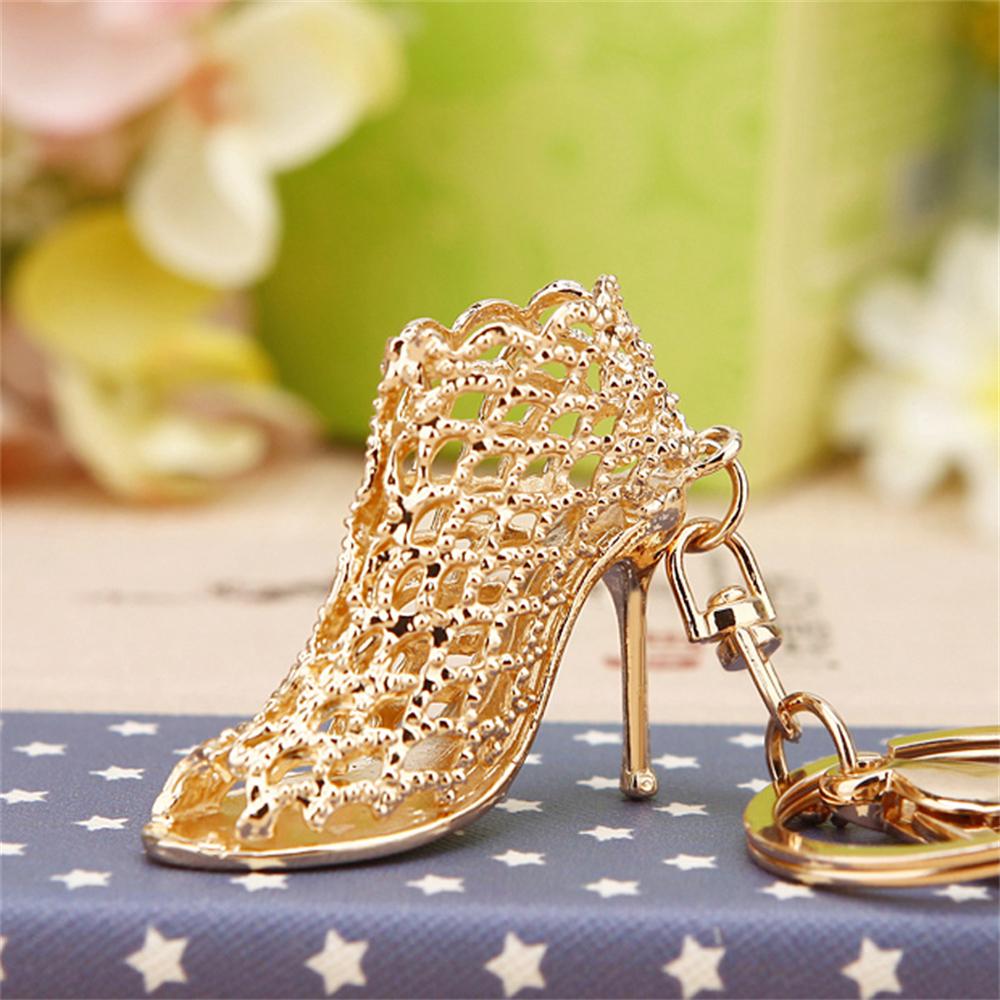 Creative Heels Shape Keychains Luxury Rhinestone Crystal Shoe for Women Girls Phone Pendant Jewelry Accessories Bag Charm