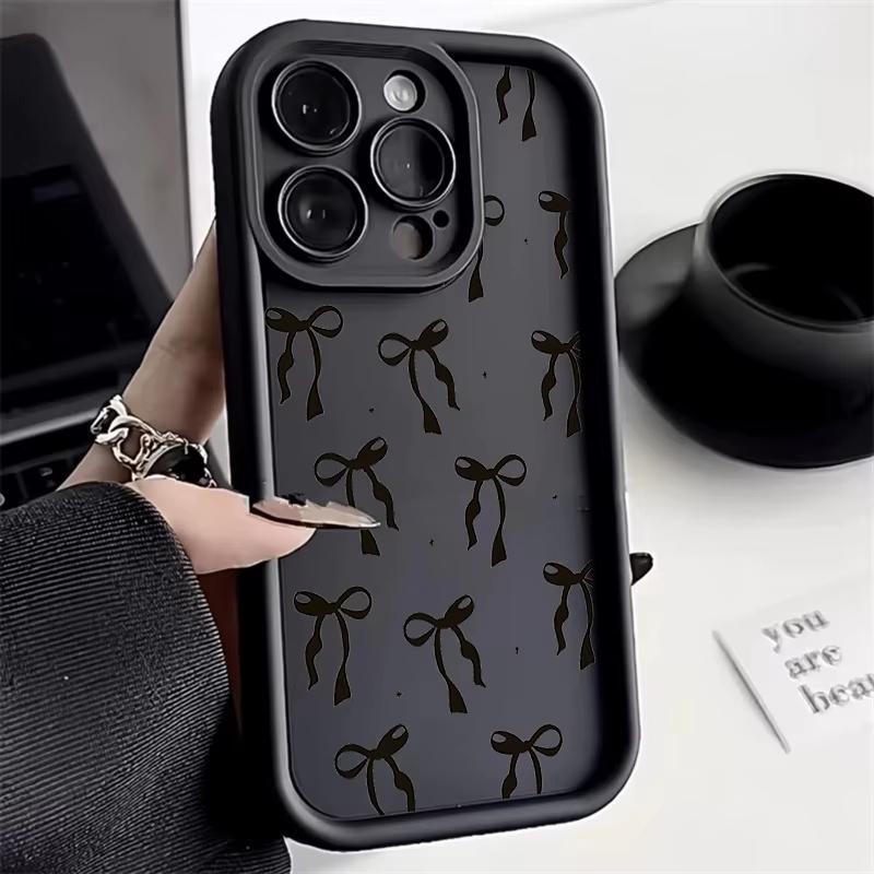 Cute Black Bow Pattern Phone Case For Xiaomi Redmi Note 14 Pro 4G 15 13 12 11 Pro Plus Redmi Note 13 pro 5G Soft Silicone Cover