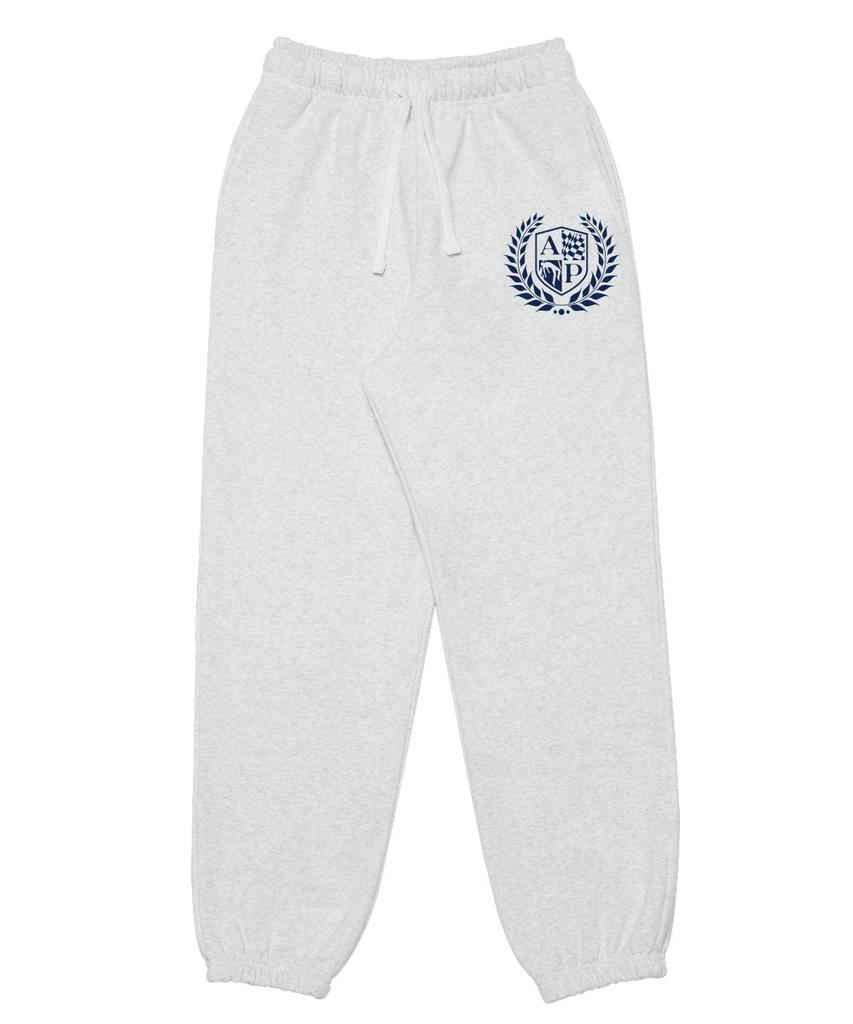 ASTRAL PROJECTION Shield Emblem Comfortable Training Sweat Jogger Pants_White Melange