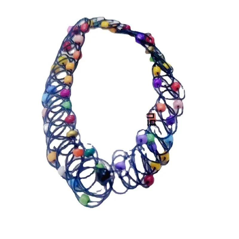 Bunte Reisperlen Tattoo Choker Halskette Elastische Persönlichkeit Halskette Schmuck
