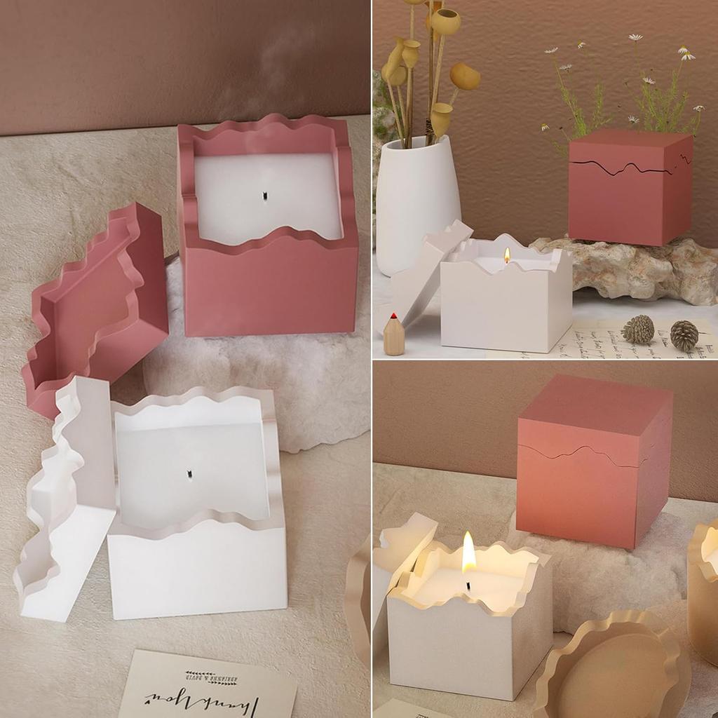 Square Box Mold with Irregular Edges Candle Vessels Jewelry Holder Resin Concrete Molds Storage Container Jar Dish Display Silicone Molds DIY