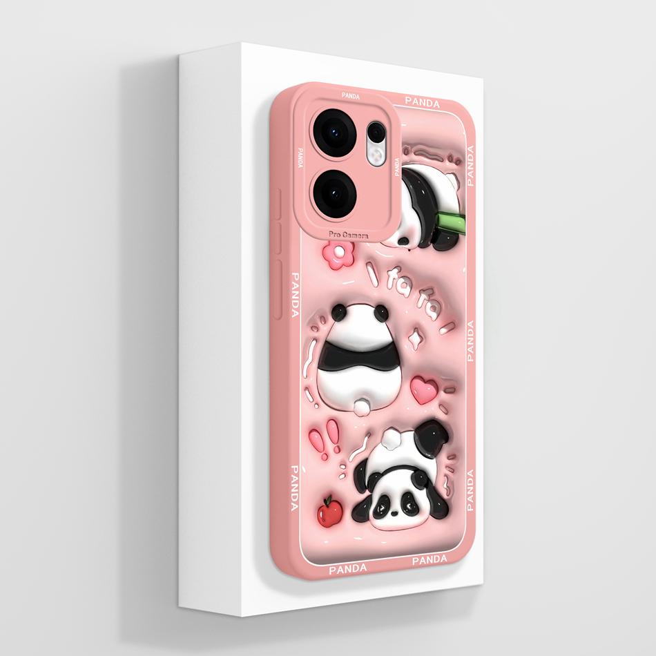 For Oppo Reno 13F Case Cute Panda Funda Soft Liquid Silicone High Quality Back Cover For Oppo Reno 13 F Reno13F 4G 5G Phone Case
