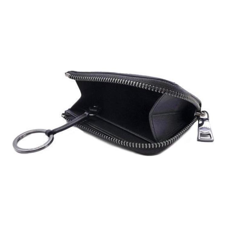 New COACH SignatureCanvas Coated Canvas Key Pouch Mini Women's Charcoal CW357-QBMI5