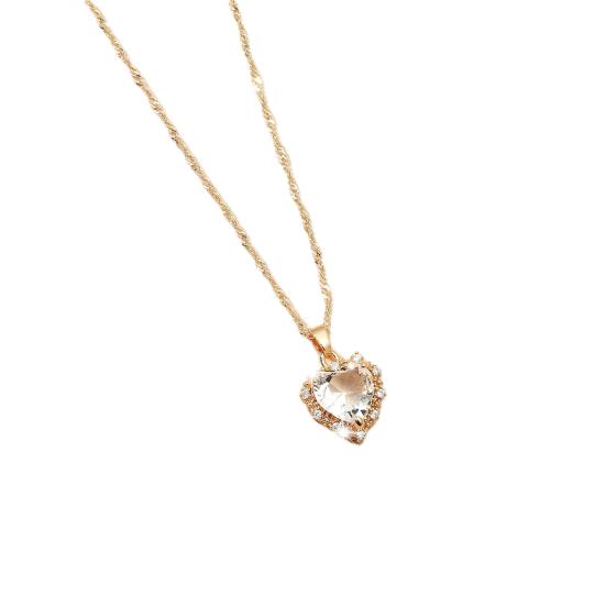 Women Necklace Shiny Rhinestone Luxurious Heart Shape Eye-catching Women Pendant for Prom