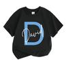 Kids Boys Girls 100% Cotton Crew Neck Short Sleeve T-Shirt, Casual Soft David Letter Print Pullover Tee, Breathable Lightweight All-Match Daily Wear S