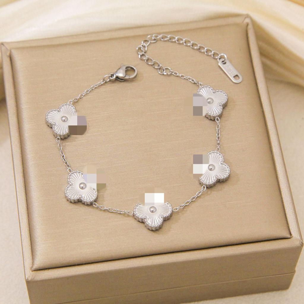 Titanstål Lyckoklöverarmband 13mm Dubbelsidigt Icke-bleknande Damers Eleganta Smycken