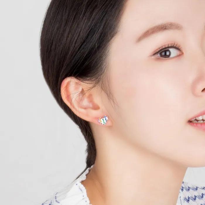 Rainbow heart earring