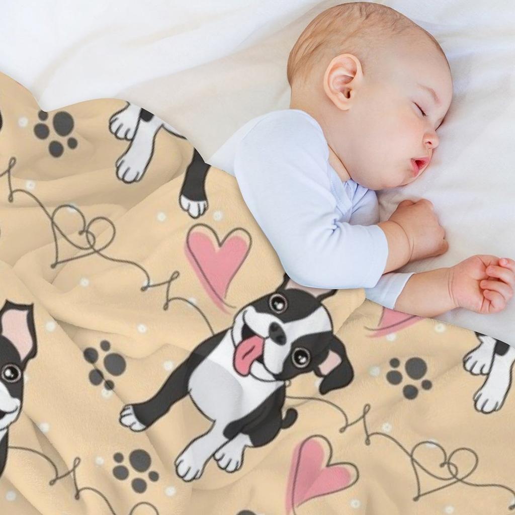 LOVE Boston Terrier / Black 2 Throw Blanket Comforter Designers Soft Plaid Luxury Brand Blankets