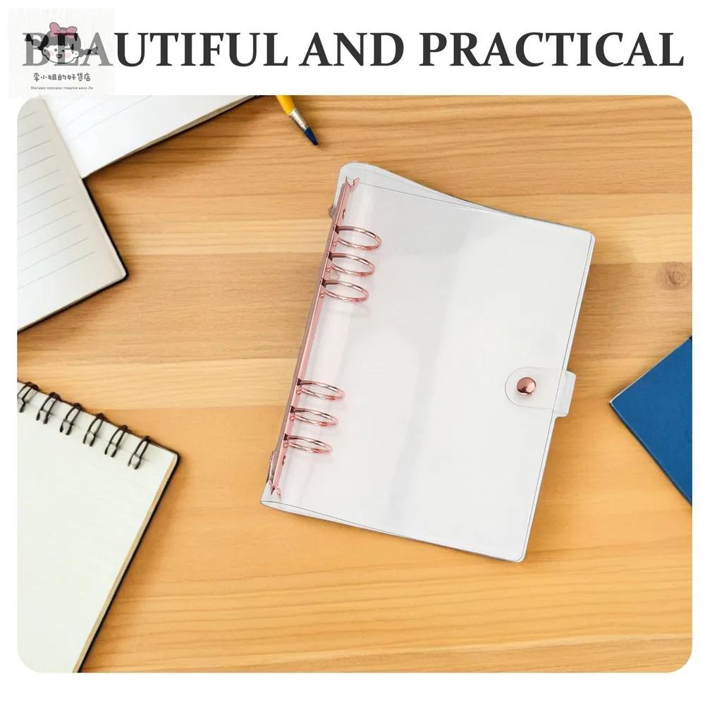 Pvc rose gold cover for a5 notebook, transparent, with 6 rings, to protect notebooks