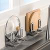 Practical Carbon Steel Pot Lid Holder Punch Free Wall Mounted Sink Drain Racks Space Saving Cutting Board Storage Rack Kitchen