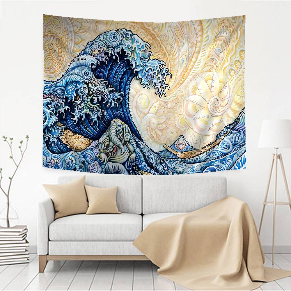 Japan Wave Of Kanagawa Cartoon Tapestry Art Science Fiction Room Home Decor Wall Hanging Sheets