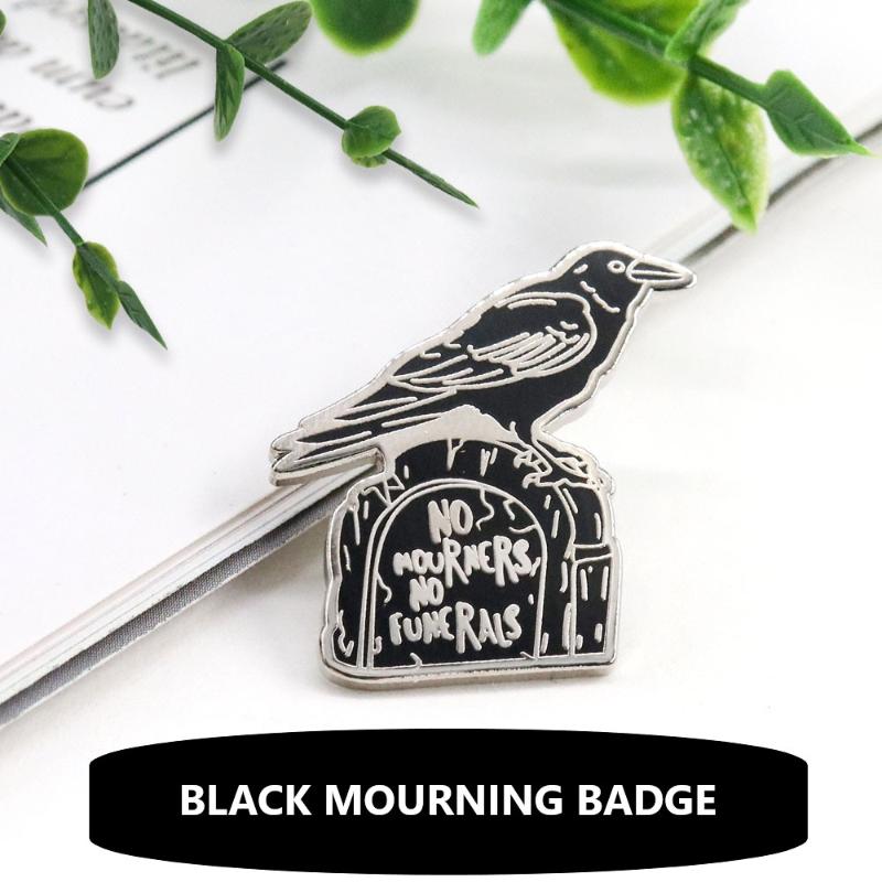 Crow Black Bird Mourning Brooch, Crow Decorative Brooch, Mourning Badge, Clothing And Accessories