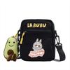LABUBU canvas bag LABUBU peripheral small square bag doll nylon canvas lightweight simple versatile crossbody bag