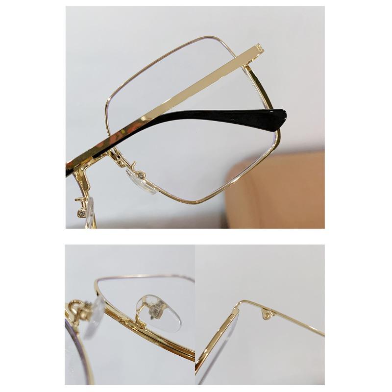 Vintage Anti Blue Light Glasses for Women Fashion Large Frame Metal Eyewear No Degree Glasses Frame Computer Goggles
