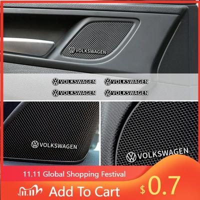 Dla VW 4 szt. 3D aluminiowy znaczek emblemat głośnika stereo głośnika naklejka dla VW Volkswagen Golf Polo Passat Touran Jetta Akcesoria samochodowe