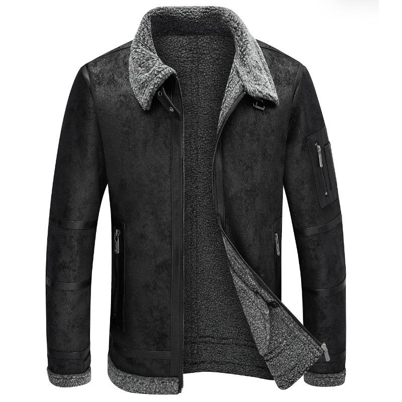 New Men's Autumn and Winter Velvet Thickened Fur All-in-one Men's Leather Jacket Men's Jacket