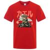 Men's Anime The Last Frog Print T-Shirts Fashionable Casual Breathable Crew Neck Shirts Oversized Cotton Short Sleeve Top