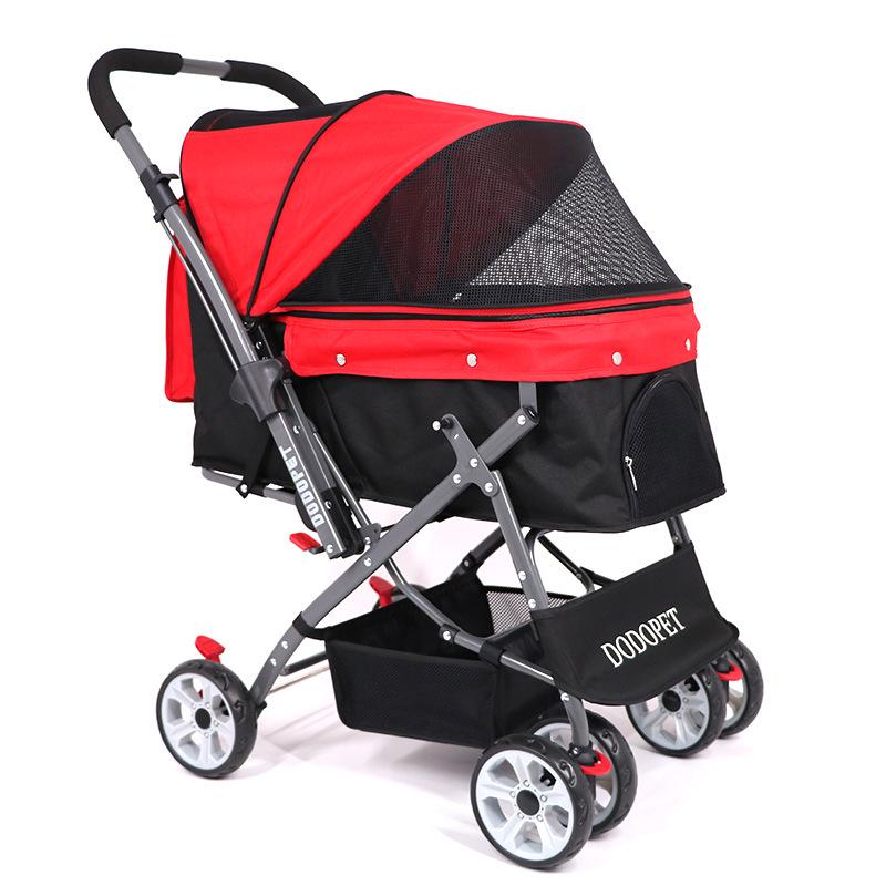 DODOPET Quick-Fold Pet Stroller for Dogs & Cats Medium красный