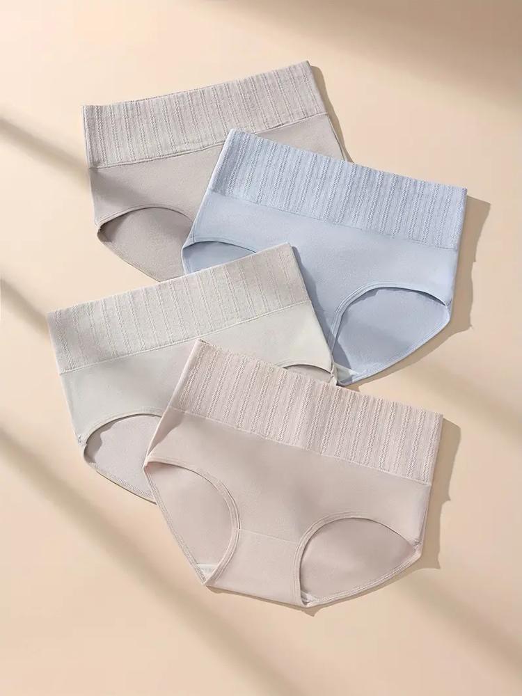 4Pcs Damen Höschen Hohe Taille Body Shaper Unterwäsche Baumwolle Unterhose Solide Mädchen Slips Weiche Panty Plus Size Weibliche Dessous