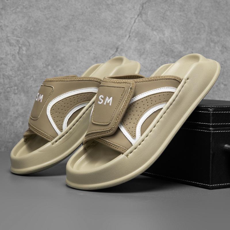 

Тапочки мужские 2025 лето новые мужская мода повседневные на мягкой подошве ощущение ходьбы по дерьму удобные на липучке одно слово 45 хаки