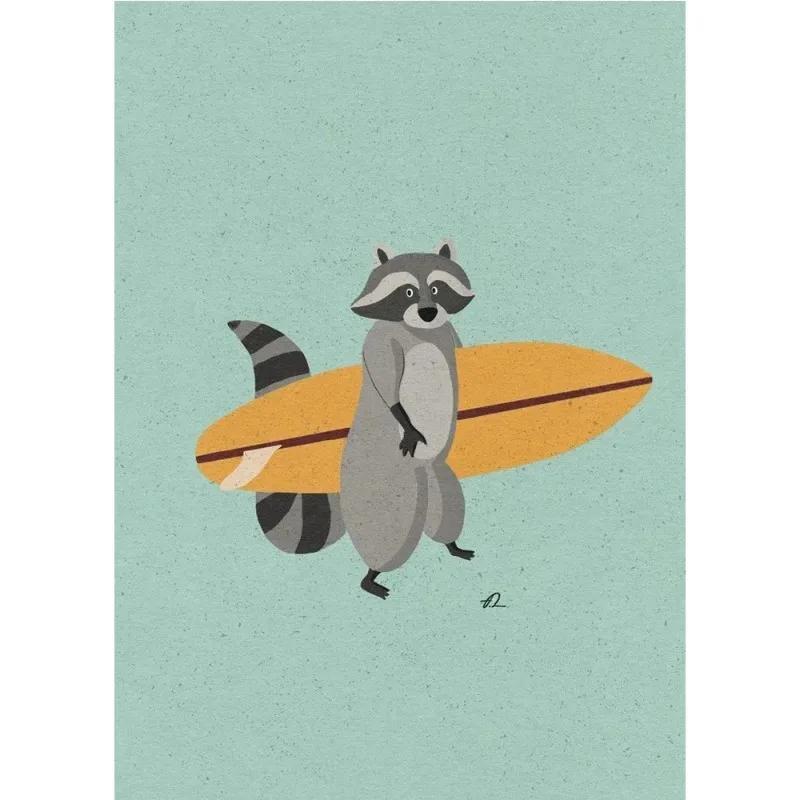 Funny Surfing Animal Retro Posters Canvas Painting Sloth Bear Panda Wall Art Picture for Modern Child Room Home Decor Art Gift