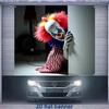 2D Creepy Killer Clown Banner, Spooky Halloween Garage Door Background