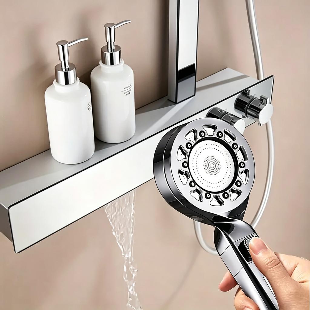 High Pressure Handheld Shower Head with 5 Spray Modes One-Click Pause Feature Chrome Plated Luxurious Bathroom Fixture
