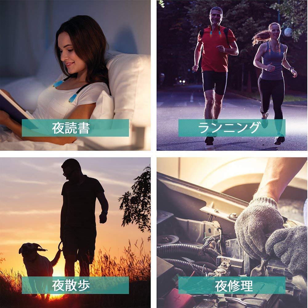 MOSMEE LED Neck Book Walking Work USB Rechargeable Light, Light, Flashlight, Light, Light, (Black)