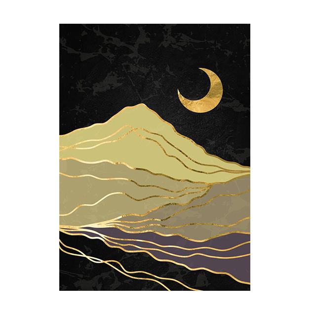 

Золотой Пейзаж и Луна Мистический Плакат Таро Настенное Искусство Отпечатки на Холсте Простая Скандинавская Картина для Гостиной Домашний Декор Картина 30x40cm No Framed темно-синий
