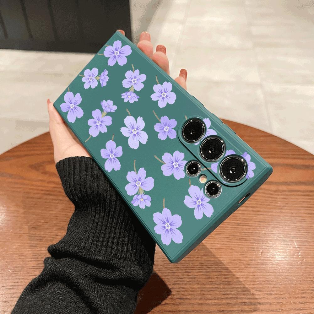 Light Purple Floral Pattern Case for Samsung Galaxy S25 S24 Ultra S23 S22 S21 S20 FE Plus Soft TPU Slim Fit Shockproof Cover