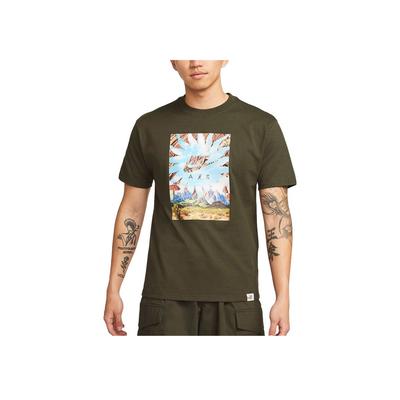 Scenic Logo Print Round Neck Casual T-Shirt Men Tops Green DQ1020-355