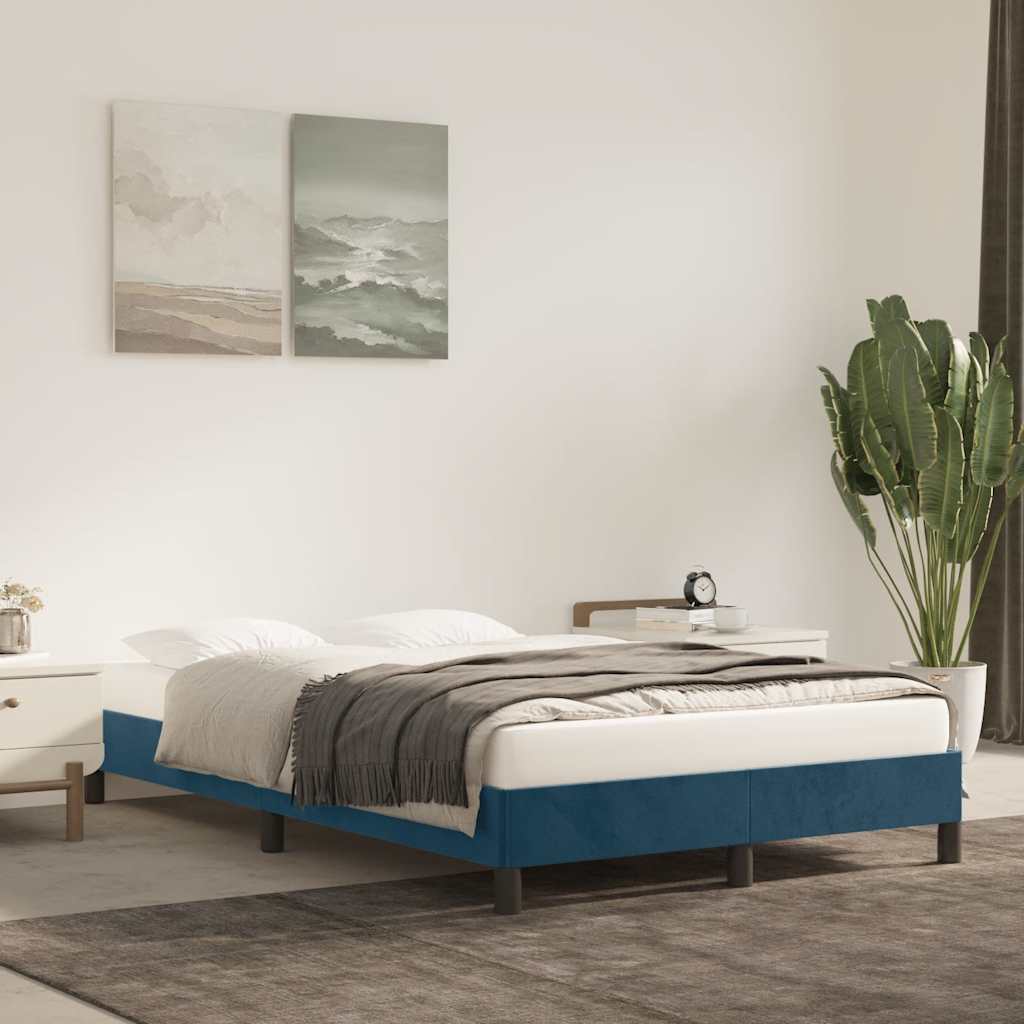 Bed Frame without Mattress Dark Blue 120 x 190 cm Velvet